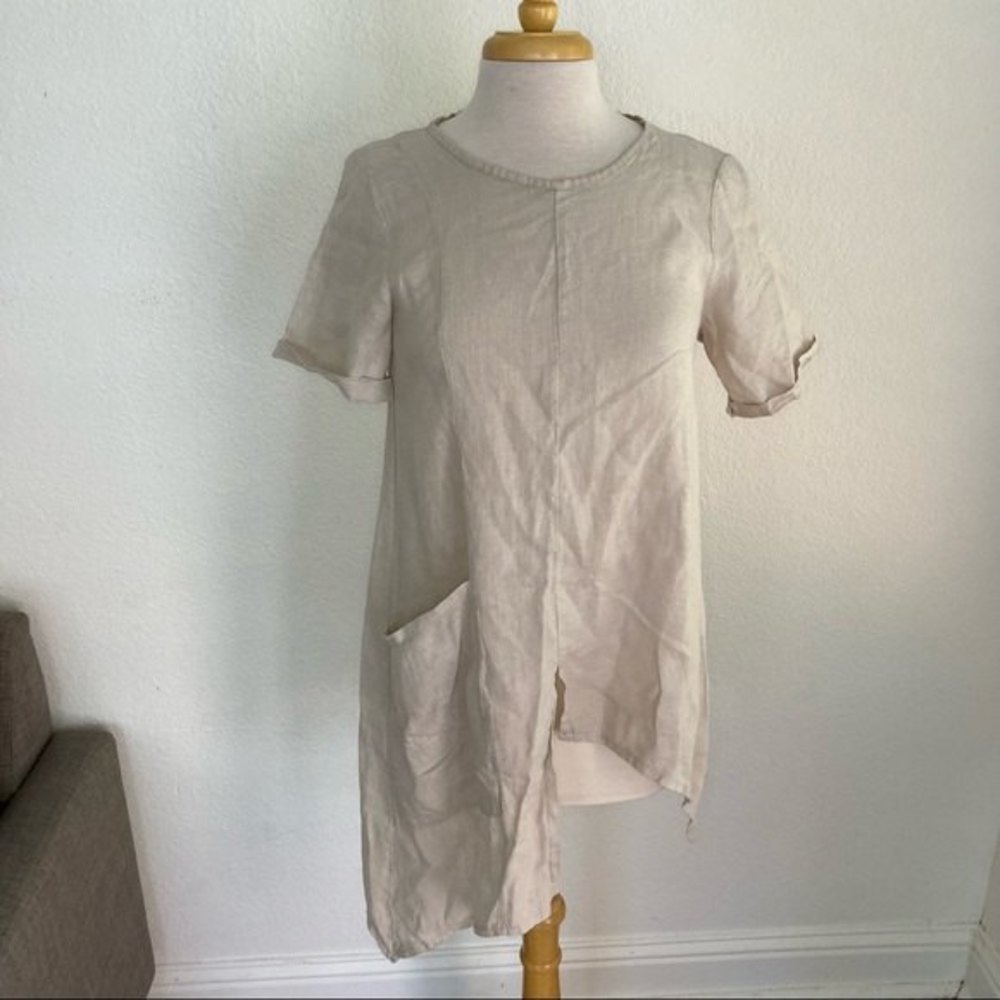 saga made in italy lagenlook linen asymmetrical minimalist top